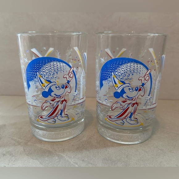 Set Of 2 Walt Disney World Remember The Magic 25th Anniversary Mickey Glasses - Picture 1 of 5